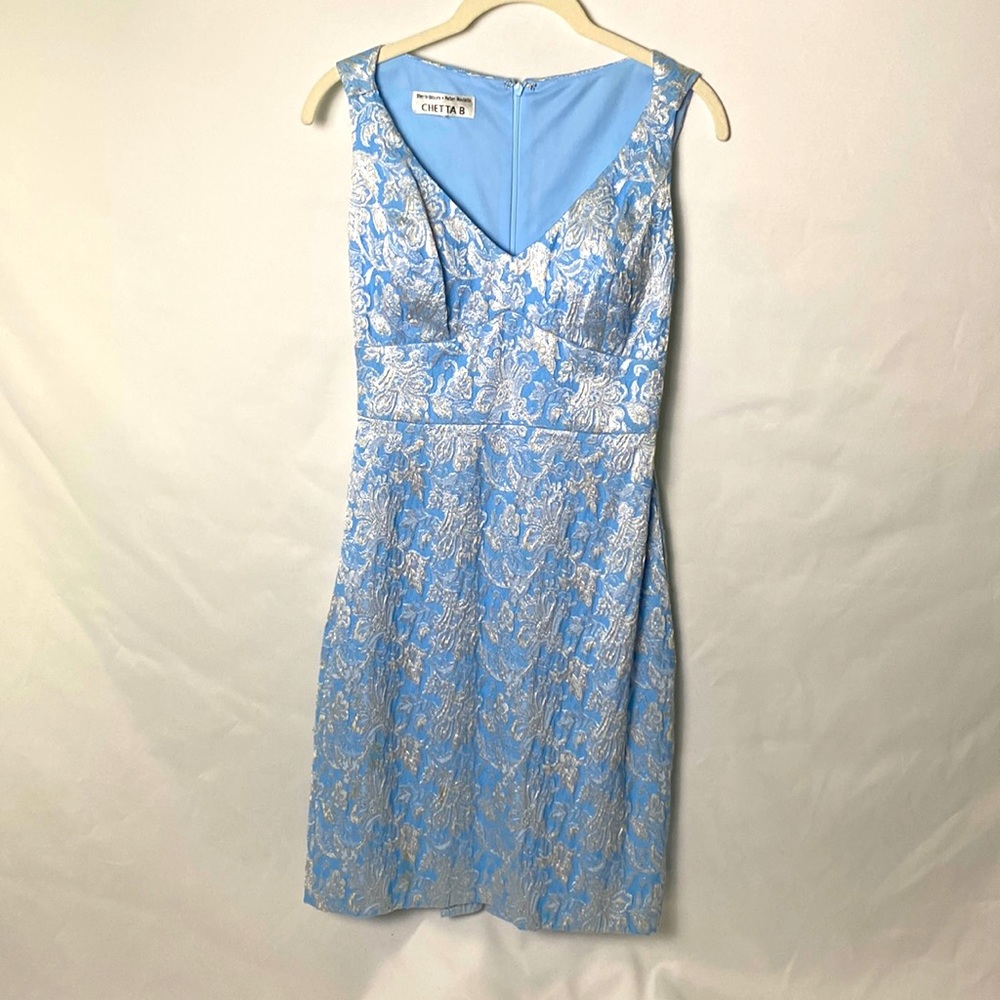 Chetta B light blue, with sparkly white/silver embroidery, size 2, lined